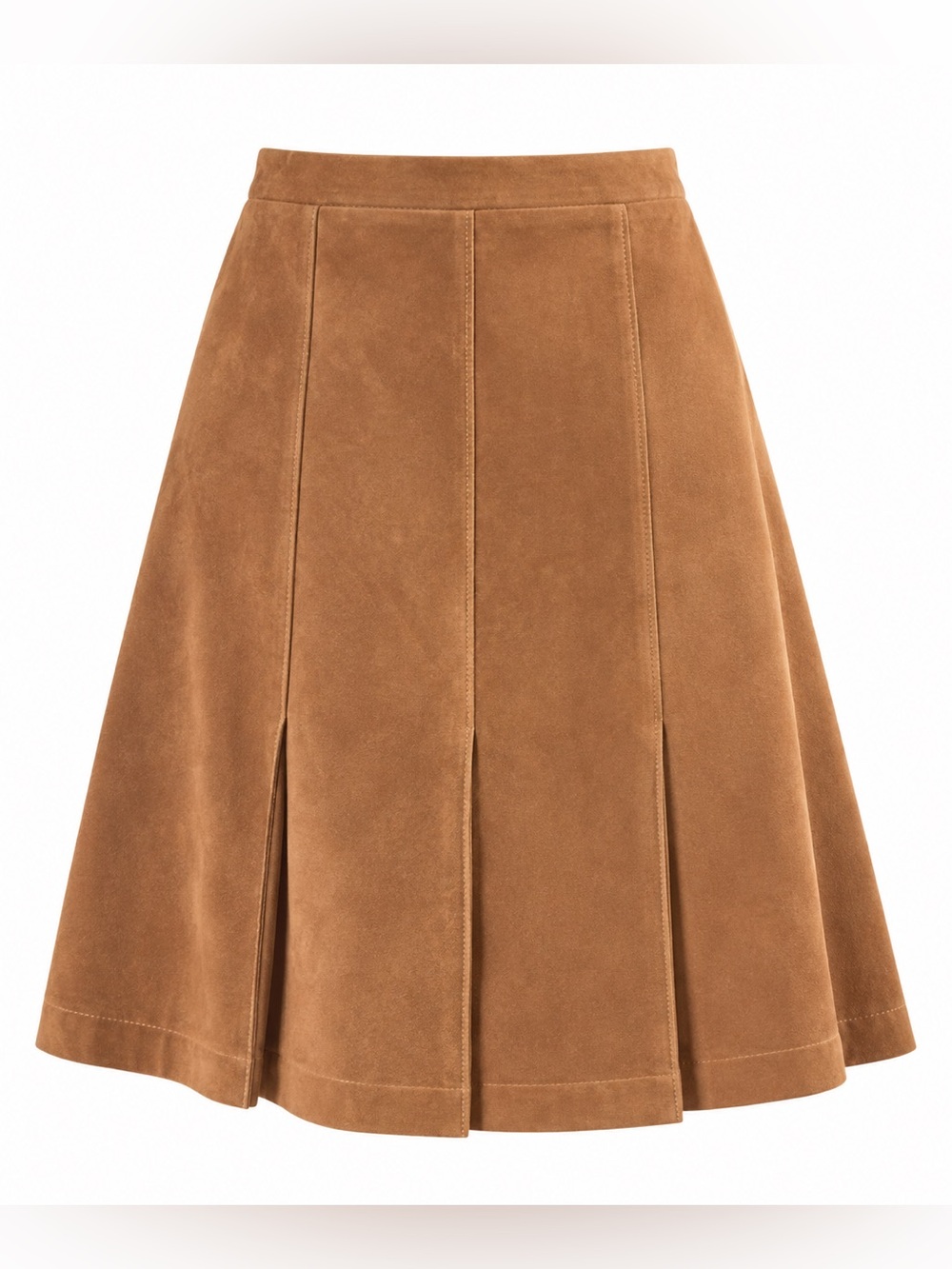 Vintage Y2K Ann Taylor LOFT Brown Suede Leather A-Line Skirt Size 8